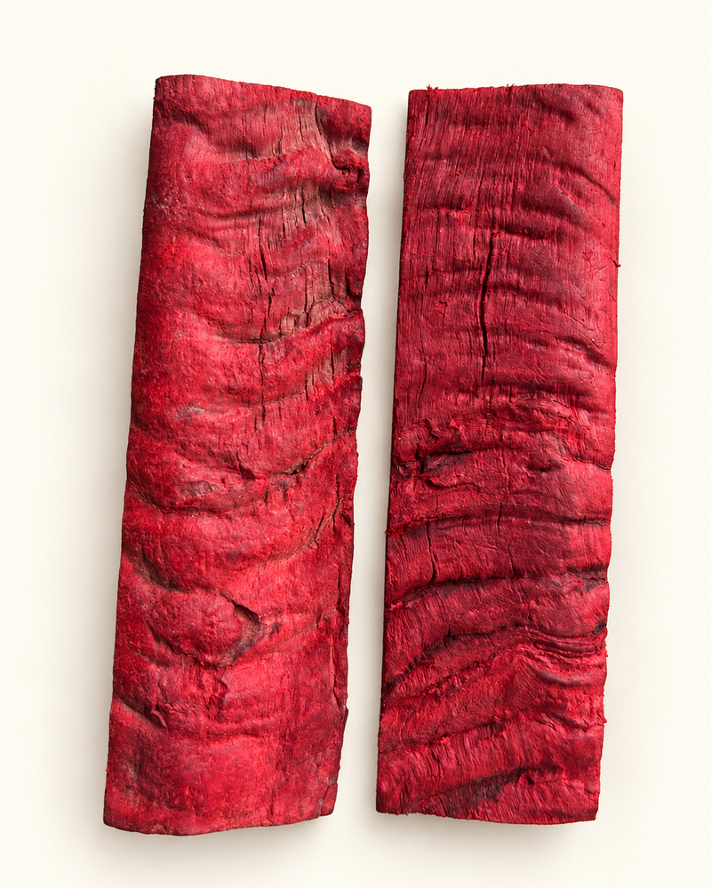 Red Dyed Ram Horn Scales – Natural Textured Design | DIY Handle Blanks