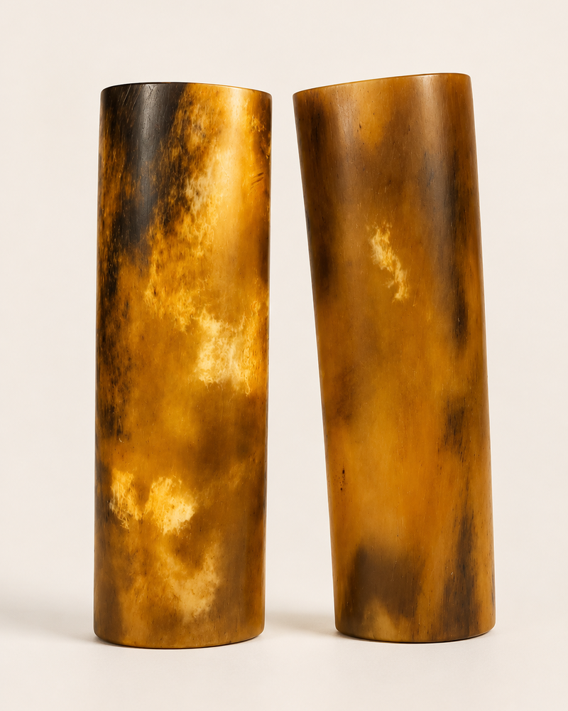 Camel Bone Scale For Handle | Natural Amber & Black Marbled Finish